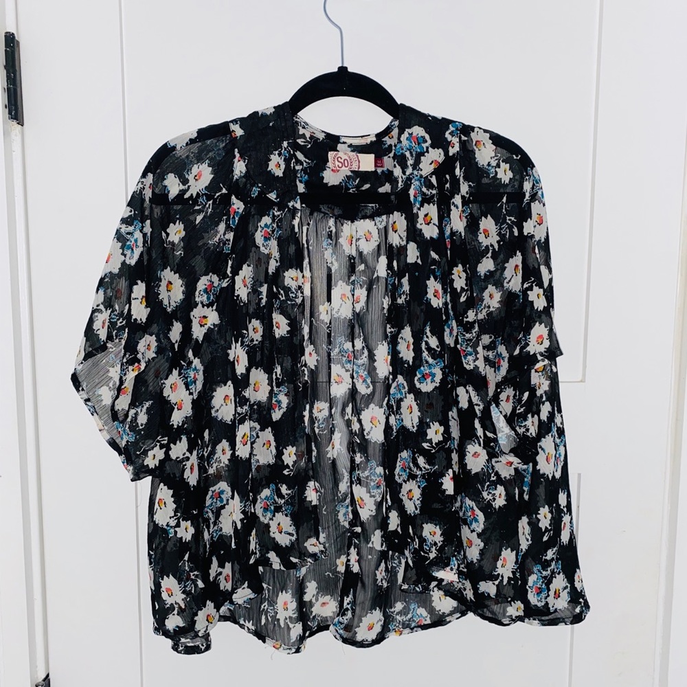Dark Flower Print Cardigan